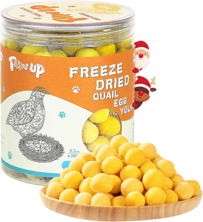 PAWUP Freeze Dried Cat & Dog Treats, Natural Quail Egg Yolk, Single Ingredient, High-Protein Pet Snacks for Skin & Coat Health, No Artificial Additives, 9.2 oz
