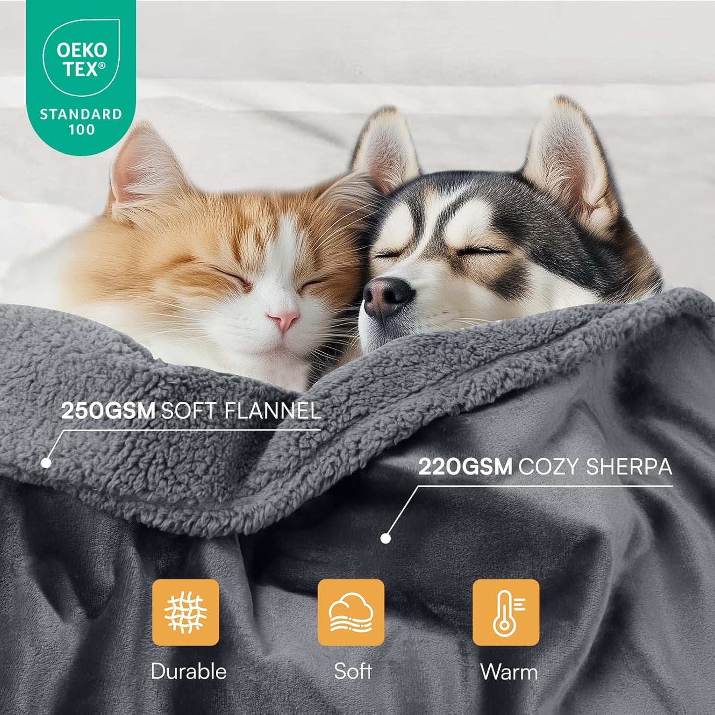 Waterproof Pet Blanket, Liquid Pee Proof Dog Blanket for Sofa Bed Couch, Reversible Sherpa Fleece Furniture Protector Cover for Small Medium Large Dogs Cats, Dark Gray Small（40" x 28"）