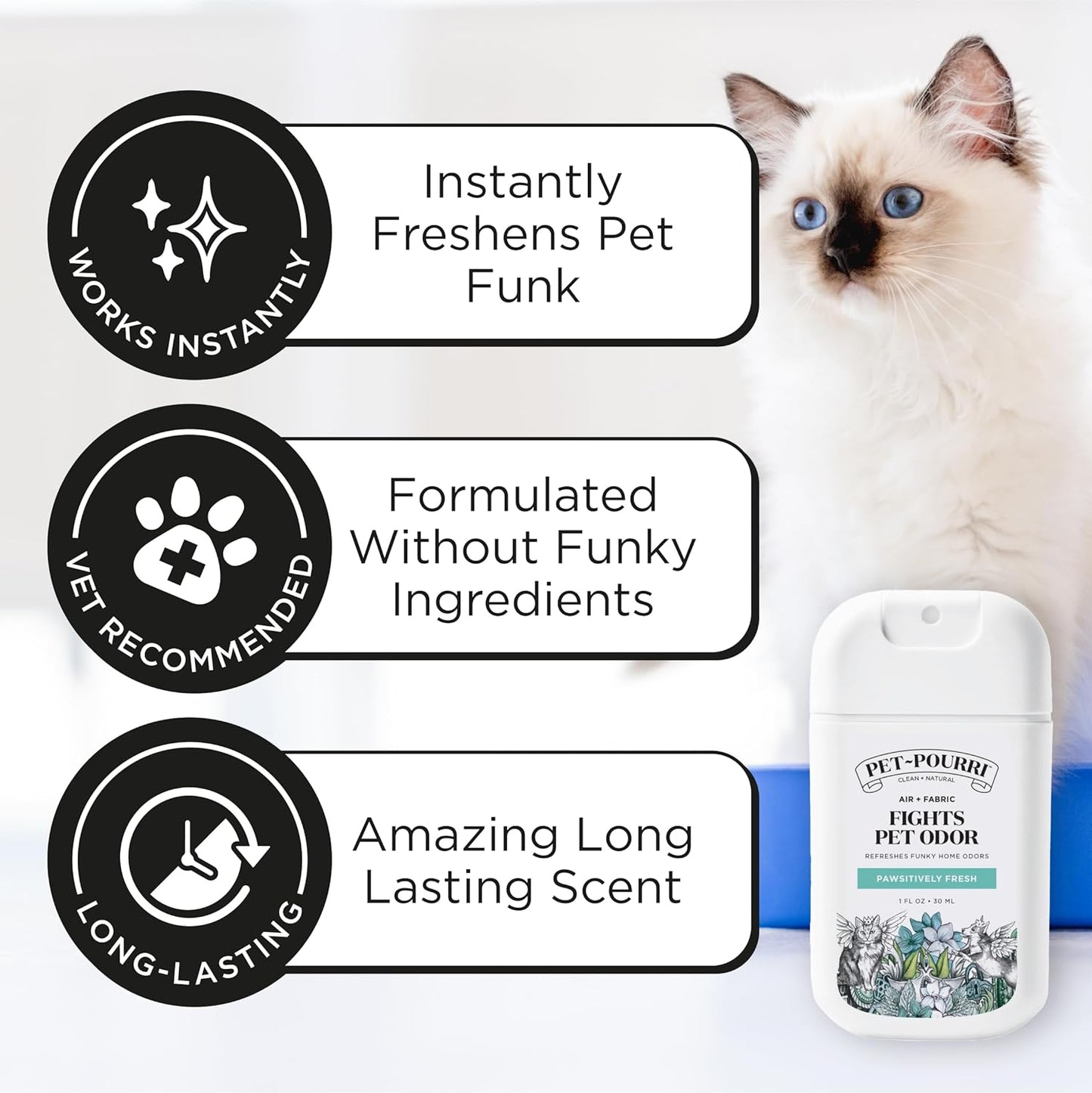 Poo-Pourri Pawsitively Fresh Pocket Deodorizer Spray – Dog & Cat Odor Remover – Plant Based Ingredients – Vet Recommended – Great for Air, Carpet, Fabric, Litter Box, Urine & Strong Pet Odors