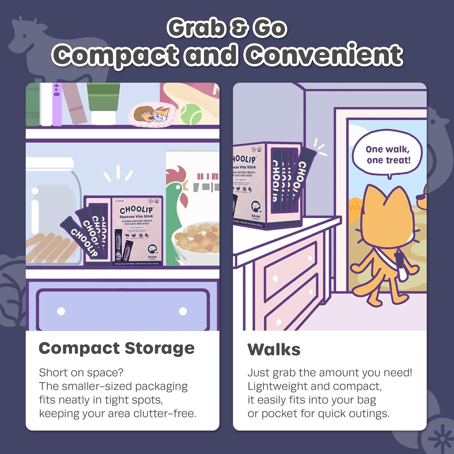 Choolip Bundle | Berry Good Milk 10pk Vitamin-Infused + 49pc Brain Support Squeeze Vita Sticks with Essential multivitamins [Both Products are for Cats & Dogs of All Life Stages]