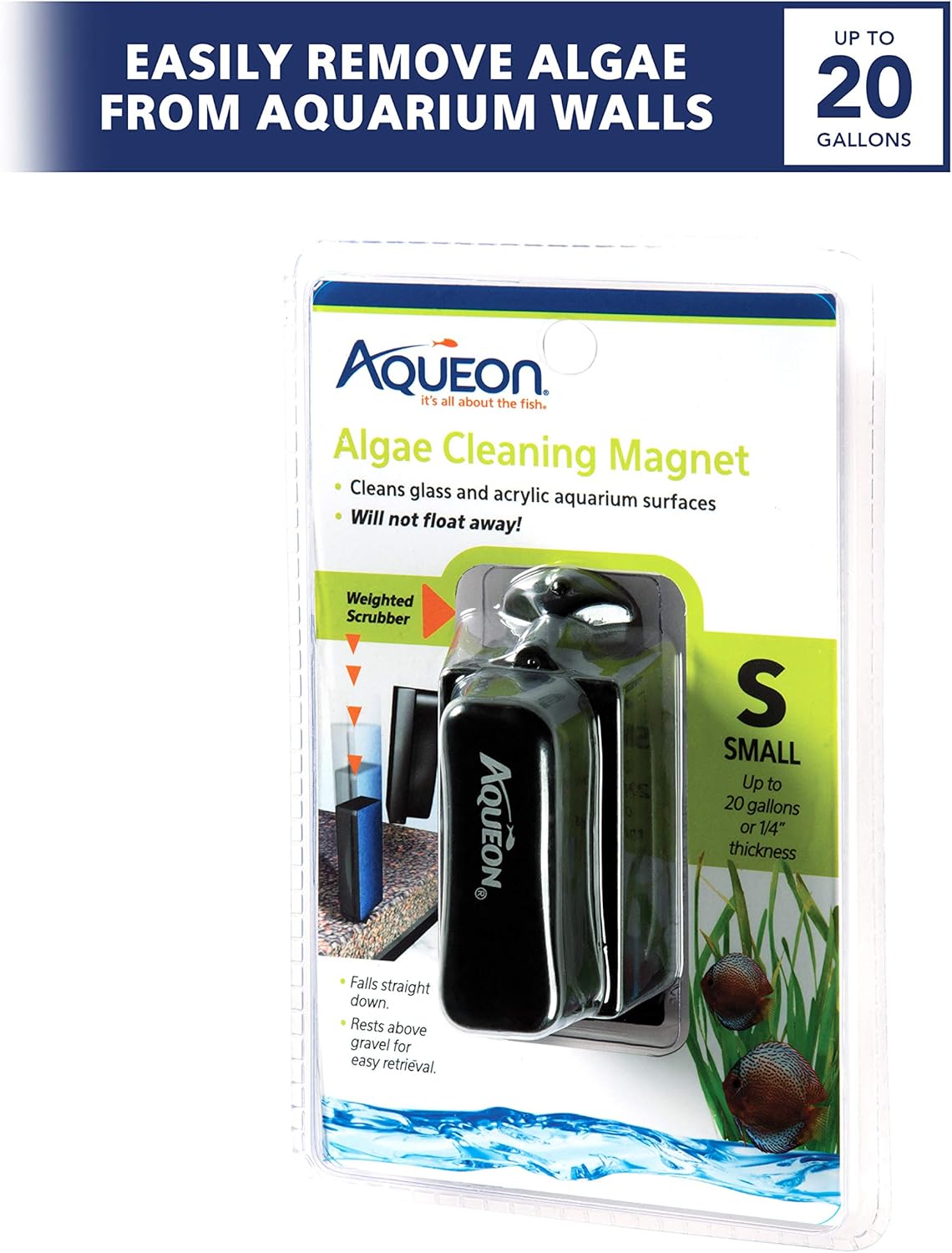 Aqueon Aquarium Algae Scraper, Fish Tank Cleaning Magnets for Glass/Acrylic, Small, Black