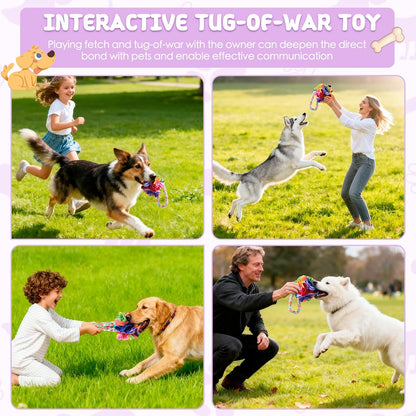 Snuffle Ball with Handle, Tug of War Rope Toys for Small Medium Dogs, Interactive Dog Toys Puppy Training Pull Toy for Exercise & Interactive Play Games (Red)