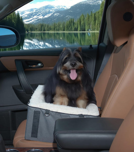 Pet Gear Lookout Booster Car Seat, Removable Comfort Pillow, Safety Tether Included, Installs in Seconds, No Tools Required, Grey Houndstooth