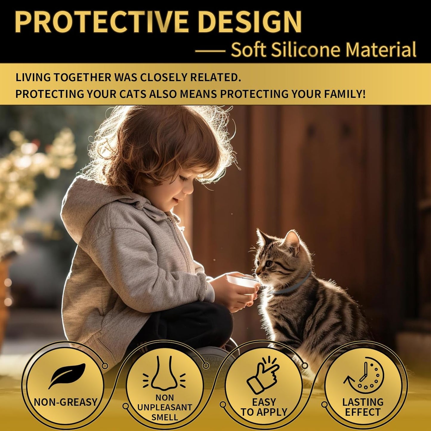 YOTANGO 4 Pack Flea Collar for Cats, 32 Months Flea and Tick Prevention for Cats, Waterproof Cat Fleas Collar, Cat Fleas and Ticks Treatment, Adjustable Tick Collars for Kittens-Black