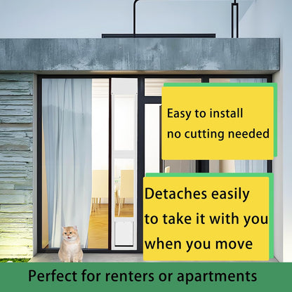 Cat Dog Door for Sliding Glass Door Easy Installation for Rentals and Apartments Lockable Weather Proof Adjustable Height 76.38" to 81.1" Ideal Pet Access Solution for Homes