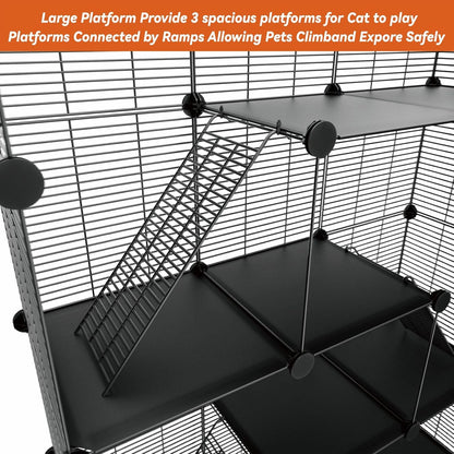 Cat Cage Indoor, Big Wire Cat Cage Kennels Enclosures DIY Playpen Crates, Pet Pen C&C Cage for Multiple Cats Kittens Rabbits Bunny Ferrets Chinchilla and Small Animals