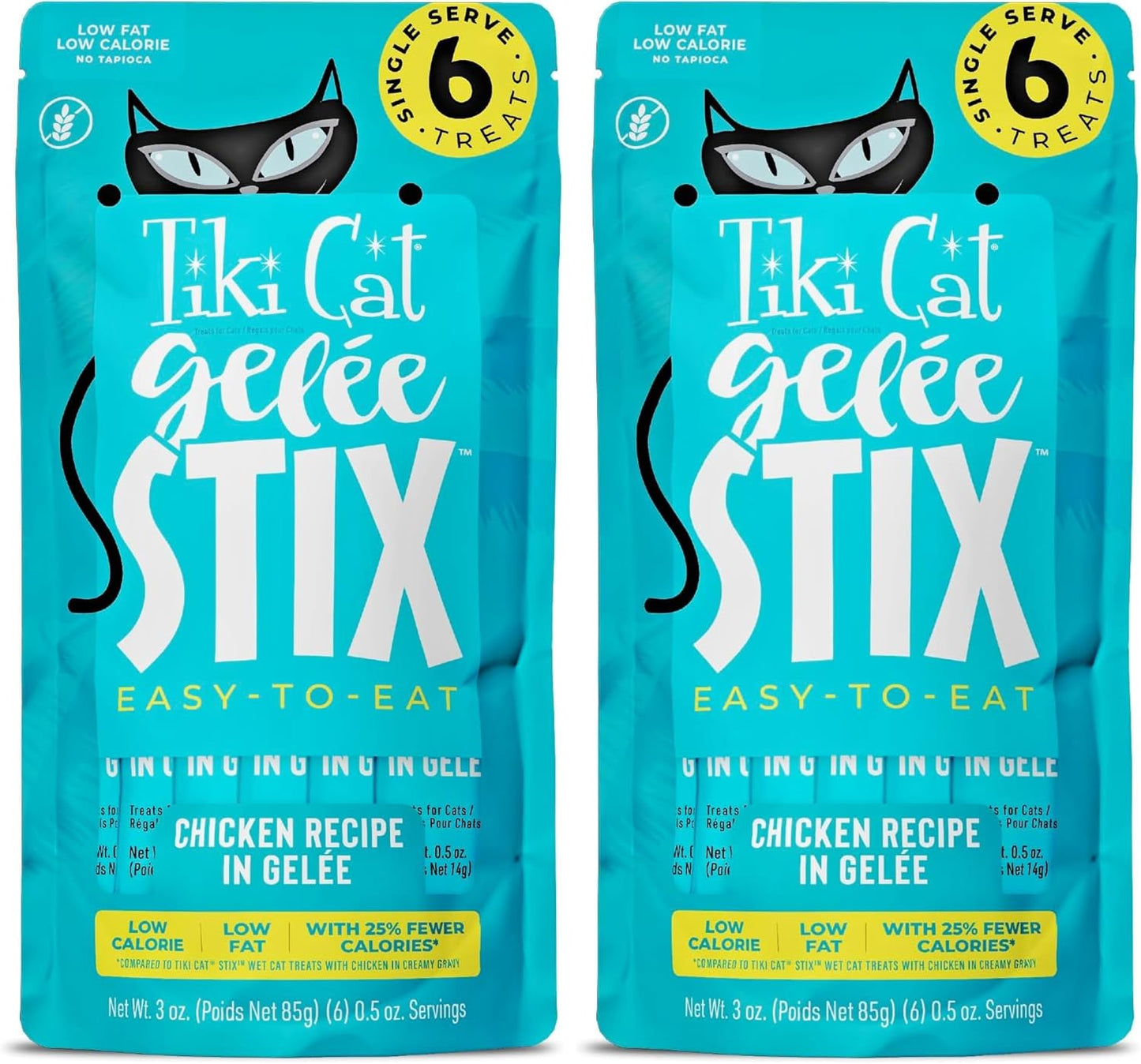 Tiki Cat Stix Gelee Wet Cat Treats, Chicken, 3 oz. Pouch (12 Count) (Pack of 2)