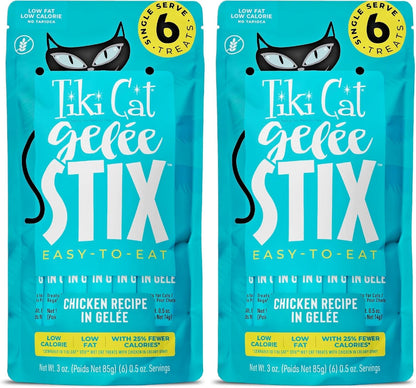Tiki Cat Stix Gelee Wet Cat Treats, Chicken, 3 oz. Pouch (12 Count) (Pack of 2)