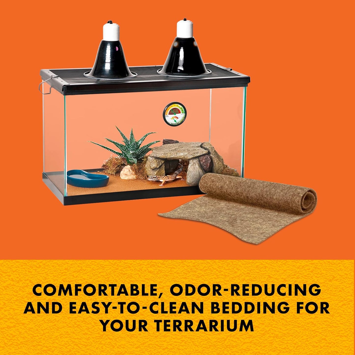 Zilla Reptile Terrarium Bedding Substrate Floor Liner, Brown, 30BR/40BR/50/65G, 17.25" x 35.25"