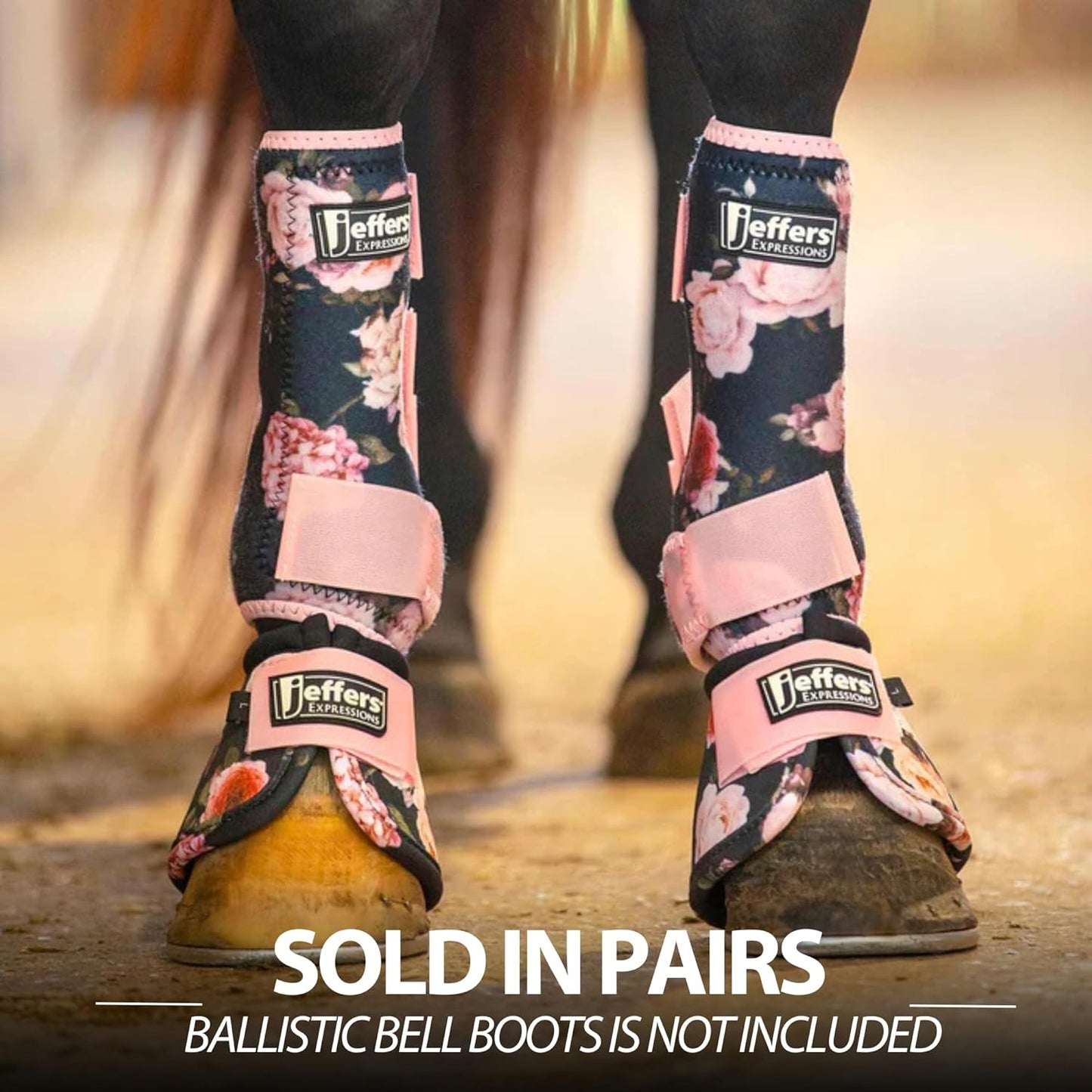 Jeffers Expression Protective Horse Boots 1 Pair, Rose Garden - Safe Neoprene Leg Guards, Comfortable Fit, Durable Strap Closures, Front & Hind Support, Accessories for Travel & Riding - Medium