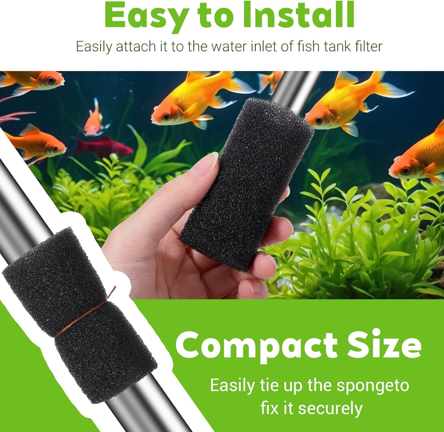 12PCS Pre Filter Sponge, Aquarium Filter Sponge 0.8" Aquarium Intake Sponges Replacement Foam Roll for Freshwater Saltwater Aquariums Fish Tank FilterAccessories