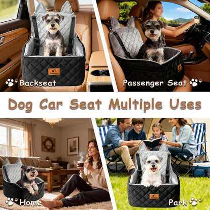 Dog Car Seat for Small & Medium Dogs – 6" Higher Booster Seat with Supportive Memory Foam Cushion, Detachable & Washable Cover, Safe & Comfortable Car Bed for Dogs up to 35 lbs