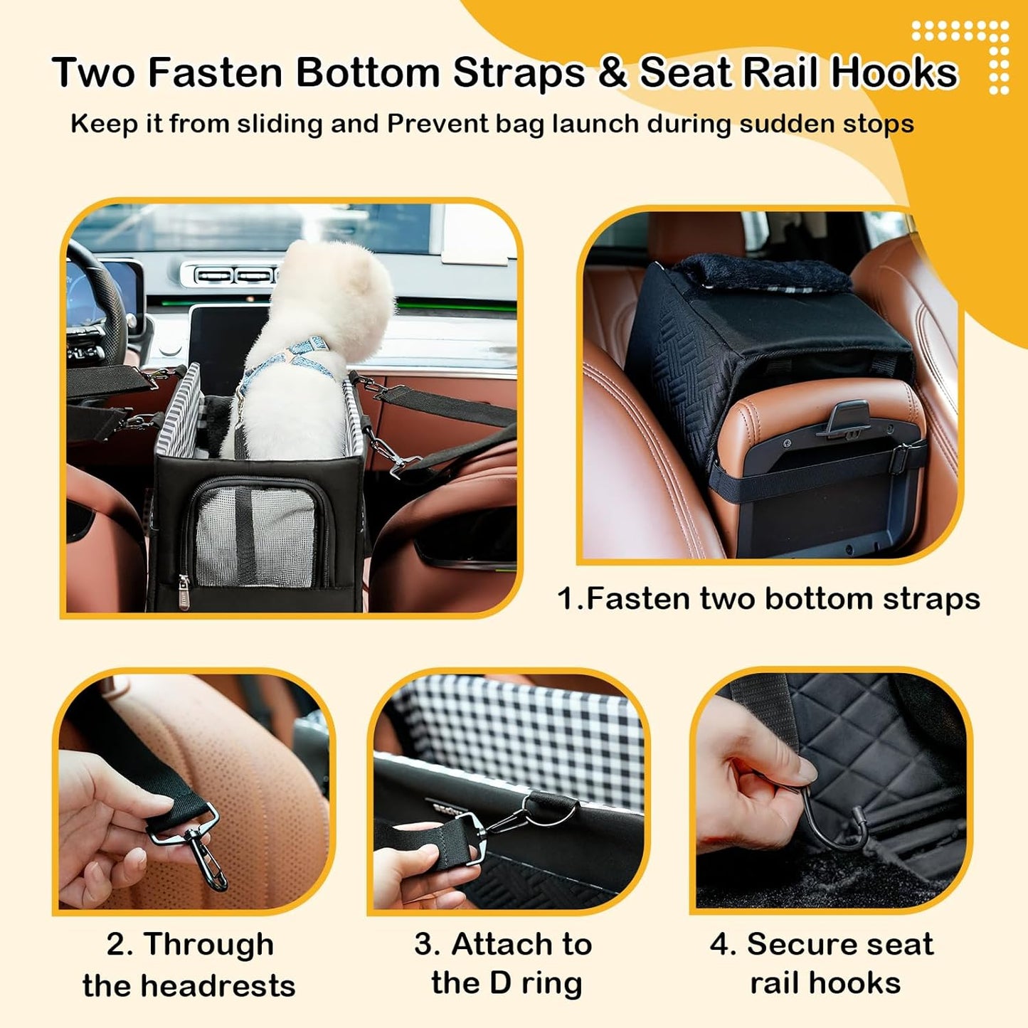 Dog Lift Harness Sling for Medium Dogs & Console Dog Car Seat for Small Dogs