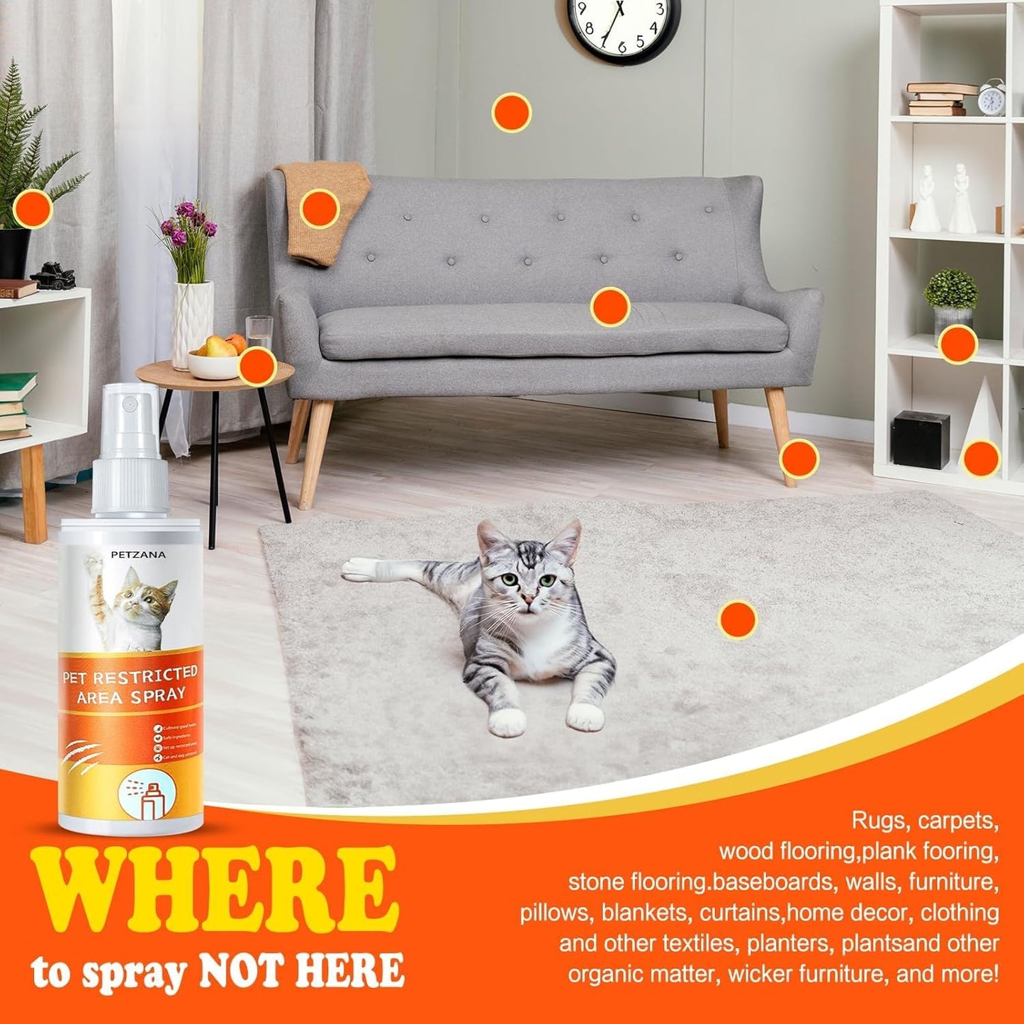 Cat Deterrent Spray: 100ml Natural Bitter Formula Spray to Stop Chewing & Scratching, Safe Indoor/Outdoor Anti-Chew Training Aid for Furniture, Sofas, Curtains - No Alcohol/Toxic for Cats Kittens