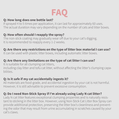 Lady N Non-Stick Spray for Cat Litter Box and Self-Cleaning Cat Litter Box, Alcohol-Free, Food Grade Mineral Oil, 6 fl oz