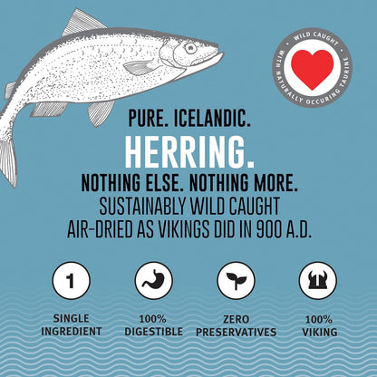 Icelandic+ Whole Fish Herring - 3oz Bag - Dog Treats, Pure Wild-Caught & Air-Dried, Single Ingredient Snack, Pet Chew, Just The Fish Nothing Else