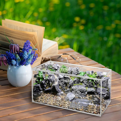 Acrylic Tarantula Enclosure Terrarium, 8" x 4" x 4" Small Magnetic Reptile Tank, Micro Spider Breeding Habitat Cage, Clear Ventilated Lizard Display Box for Hermit Crab Invertebrates Scorpion