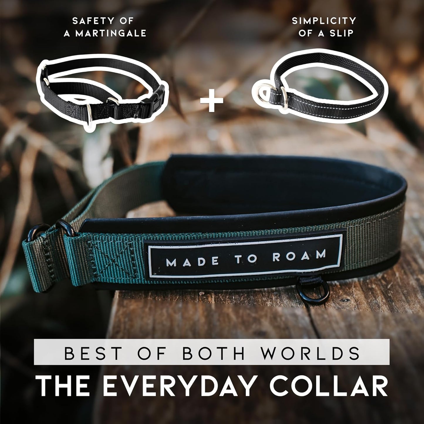 MADE TO ROAM Premium Everyday Dog Collar - Martingale Style No Pull Vegan Leather Collar, Heavy Duty and Lightweight for Small, Medium, Large Dogs (Oregon Haze, Size 6)