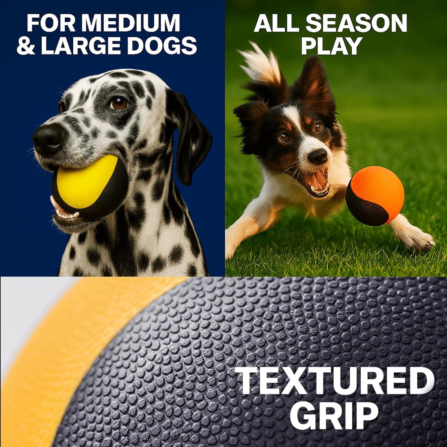 Squeaky Dog Ball for Aggressive Chewers – Durable Rubber Training Ball for Outdoor Fetch & Recall, High Bounce Interactive Dog Toy for Medium & Large Dogs, with Floating Water Feature for Pool & Beach