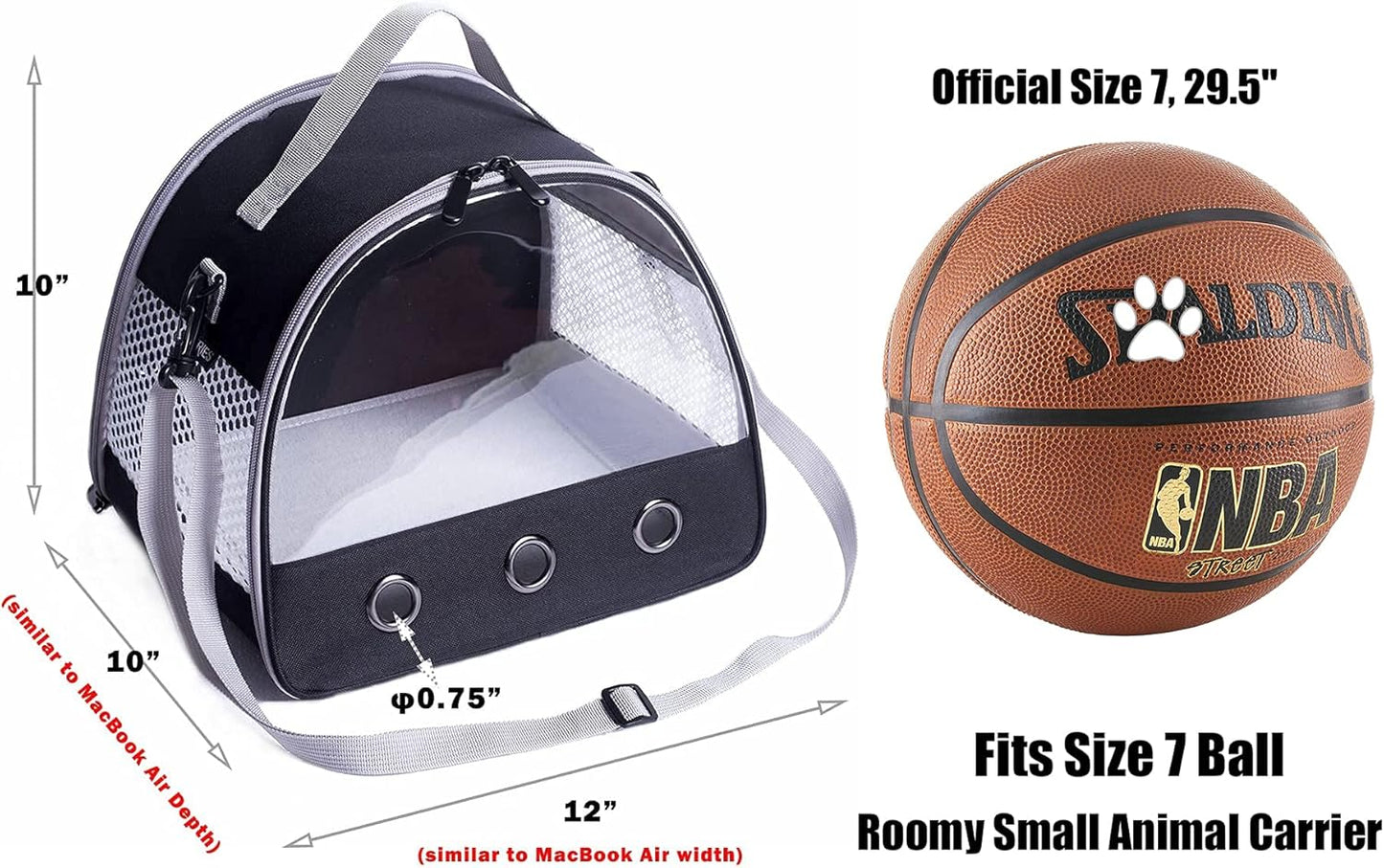 Guinea Pig Carrier Backpack, Clear Bubble Window Backpack for Guinea Pig, Bunny Rat Bird (Black, Carrier)