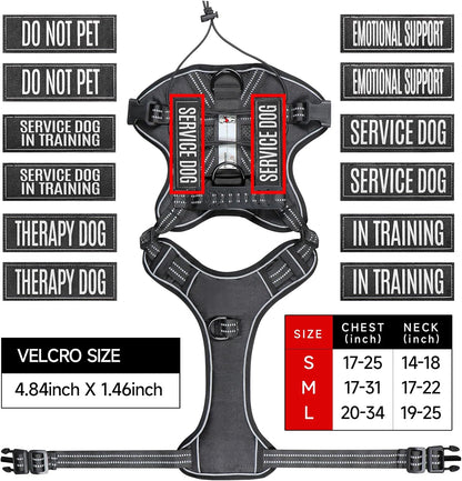 Service Dog Tactical Vest Harness and Leash Set Medium Sized Dog Emotional Support- Tactical Dog Harness Training Collar with Name (Black, M)
