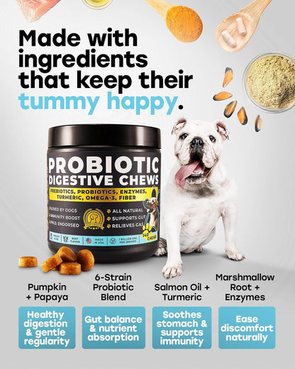 Dog Multivitamin & Probiotic Bundle – Daily Vitamins & Digestive Support Chews – Supports Gut Balance, Digestive Comfort, Skin, Coat, Immune & Joint Health – All Breeds, Puppies, Seniors 140+140 Chews