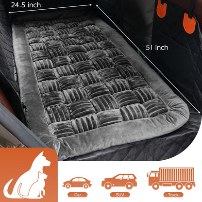 Backseat Pet Bed Mat, Dog Bed for Cars, Fit for Backseat Extenders, Car Seat Protector, Nonslip Soft Durable for Cars (Dark Gray, 24.5" x 51")