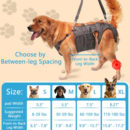 Dual-use Dog Lift Rehab Hareness Canine Sling for Small Pooch Rear Legs and Hip Support,Adjustable and Soft Brace Strap for After ACL Surgery, Helps Senior, Injured and Disabled K9