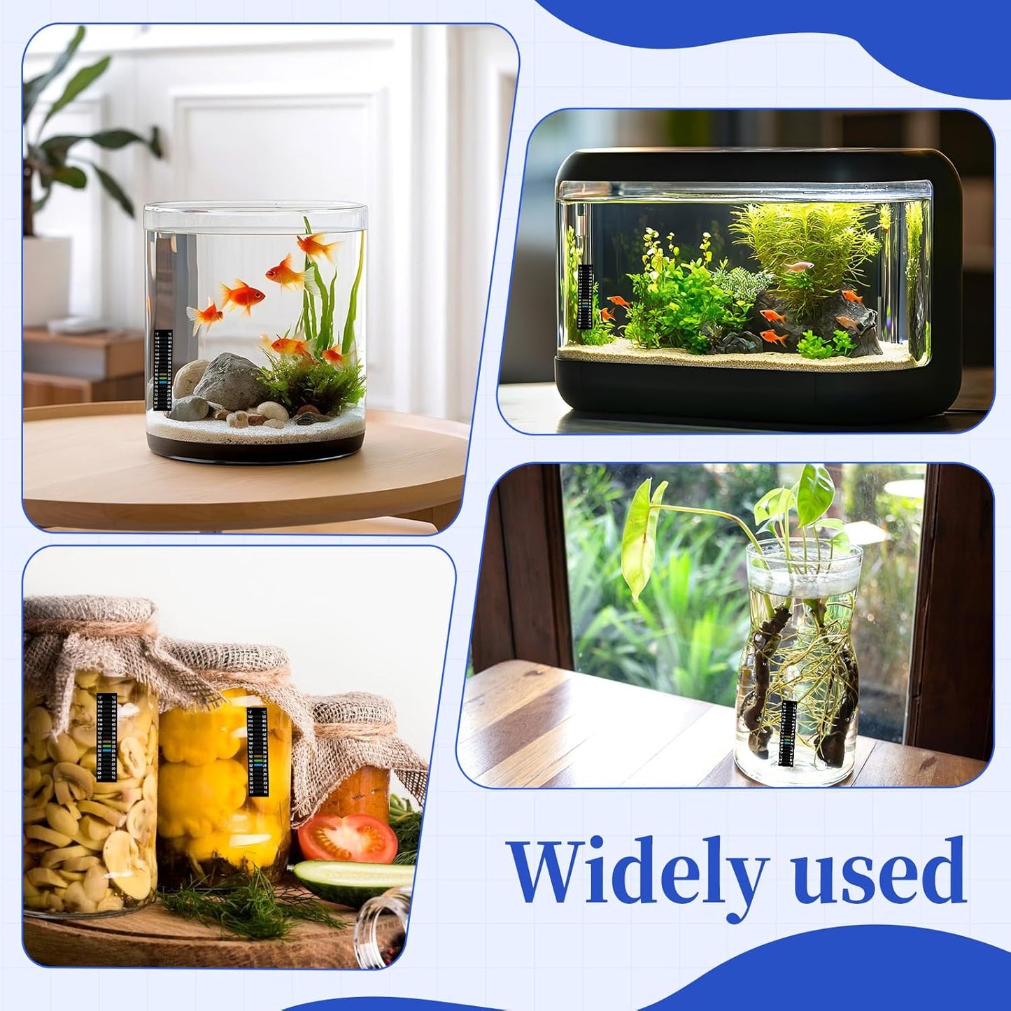 6PCS Temperature Sticker Strips Fish Tank Thermometer Aquarium Temperature Sticker, Easy-to-Read 61-122℉(16-50°C) Terrarium Adhesive Water Thermometer Test for Fish Tank Aquarium(3.54" x 0.79")