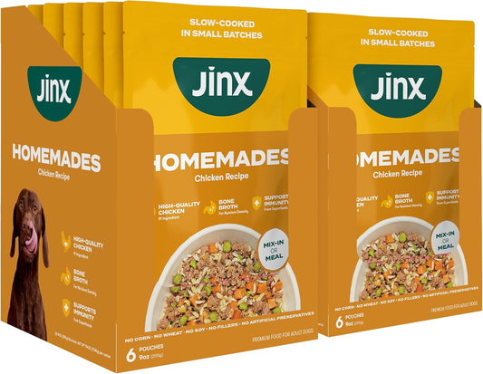 Jinx Chicken Wet Dog Food Topper, Mix with Dry Dog Food, Made with Real Chicken, Bone Broth & Brown Rice, No Fillers, Puppy, Adult, Senior, 9oz, 12 Pack