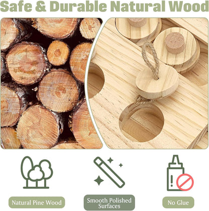 BNOSDM Wooden Bird Tunnel Parrot Swing Toys Natural Hanging Nest and Wooden Bird Foraging Toys with Enrichment Puzzle for Small and Medium Parrots, Parakeets, Cockatiels, Sun Conures