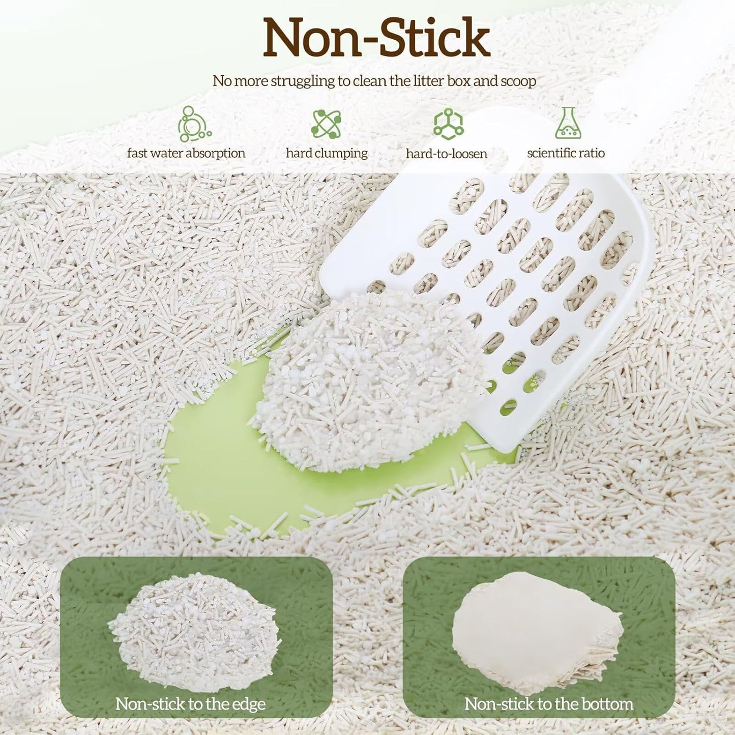 Non-Stick Box Tofu Cat Litter Mix Cassava, Strong Clumping Low Tracking Kitty Litter, Natural Biodegradable Litter, Plant Odor Control, Low Dust Easy to Scoop, Light Color for Health Tracking, 9Lb