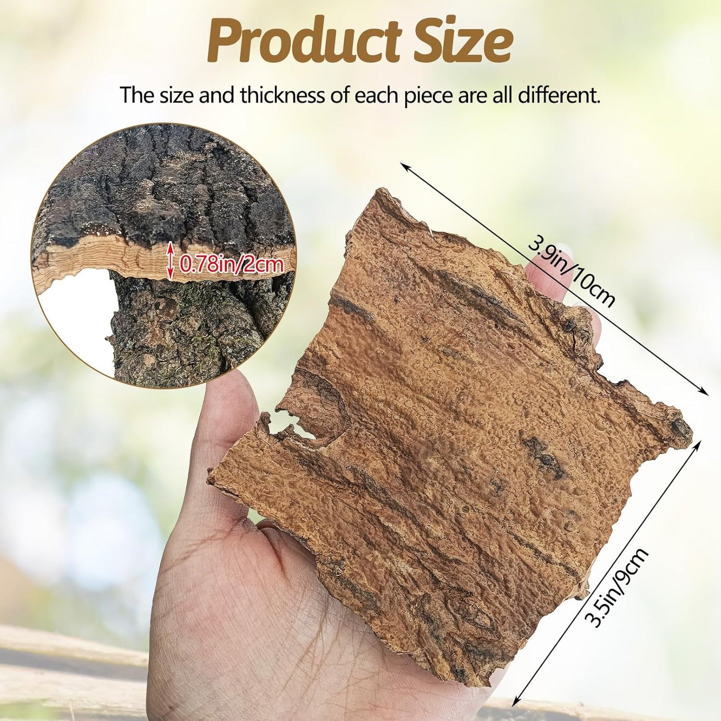BNOSDM Reptile 16oz Cork Bark Substrate and Wooden Hideout Platform for Lizard, Gecko