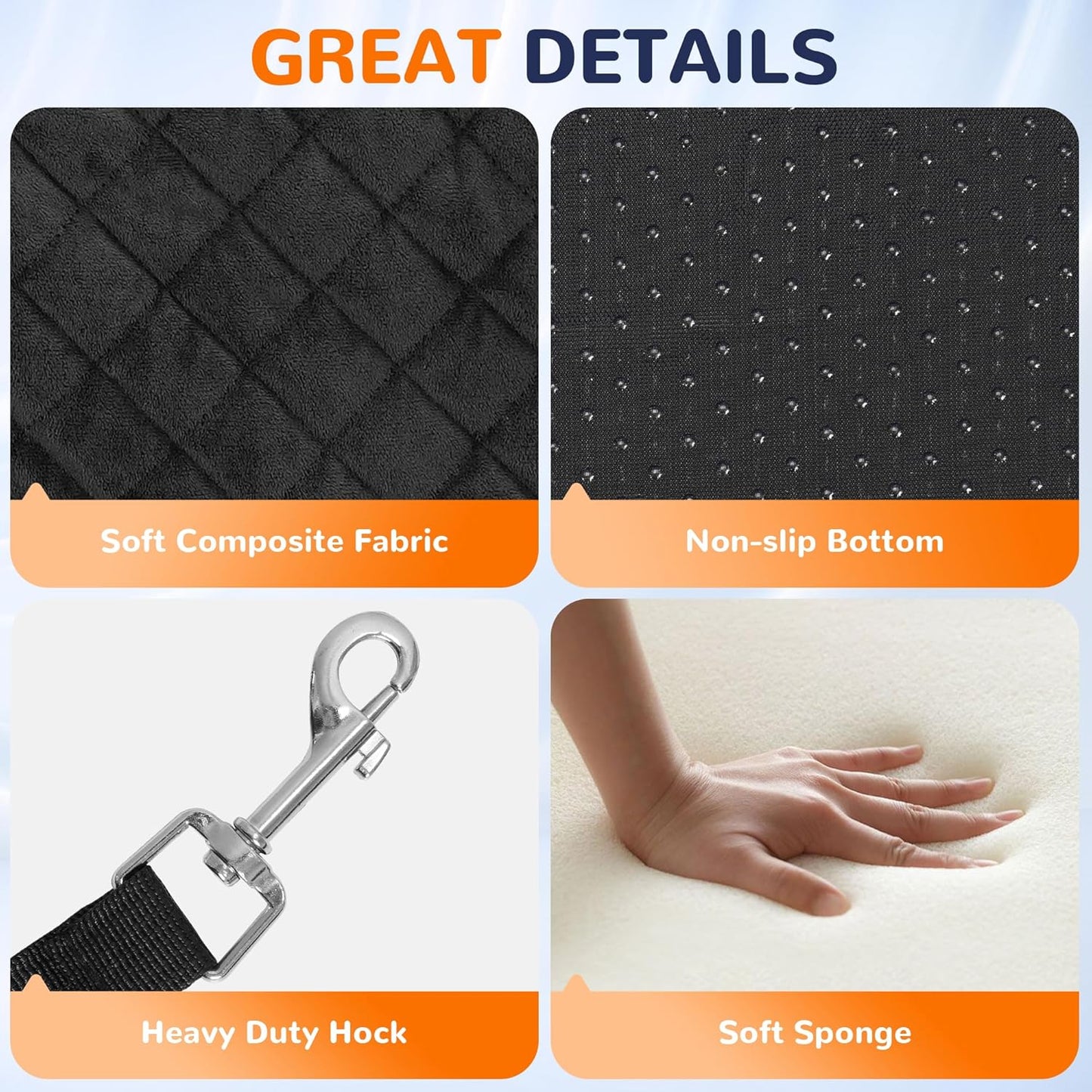 Rengue Dog Car Seat for Large/Medium Dogs, Dog Car Bed for Backseat Washable Pet Travel Safety with Storage Pockets for Easy Cleaning Fits for All Cars(47 * 20 * 7.9 Inch)