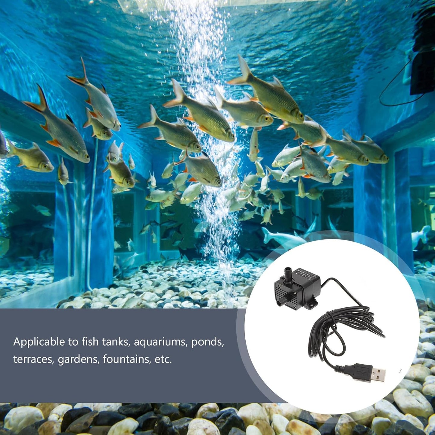 Mini Brushless Dc Water Pump 5V Submersible Fish Tank Water Cooling Pump for Aquarium and Pet Fountain with 2-Meter Lift for Aquatic Pets