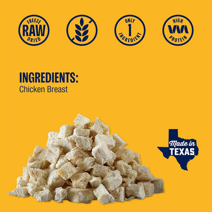 Muenster New Freeze Dried 100% Chicken Bites - Only One Ingredient Raw Chicken Freeze Dried for a Healthy and Delicous Treat. 3 Ounce (Pack of 1)