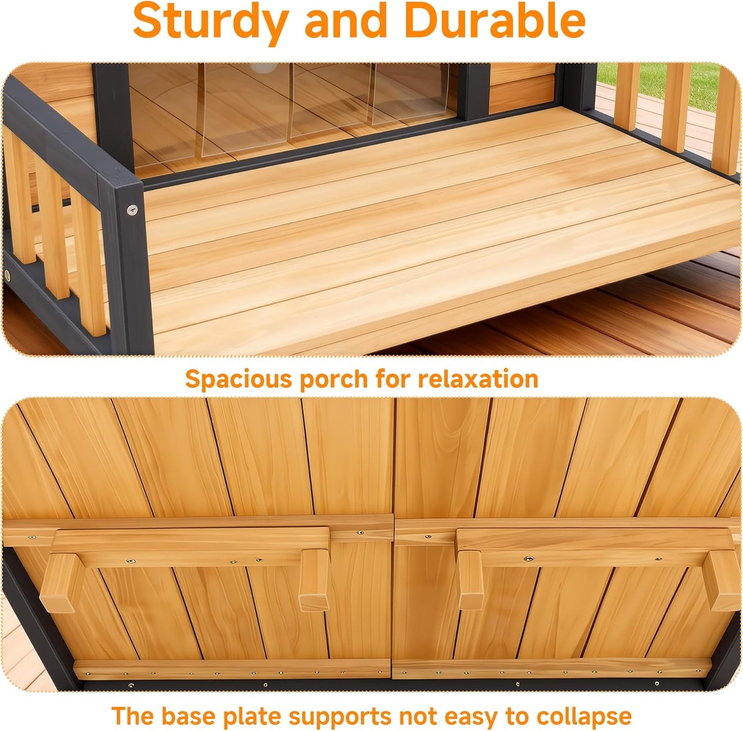 Large Indoor Outdoor Dog House,Wood Insulated Dog House,Weatherproof Outside Shelter with Elevated Floor,Easy to Assemble(43.2" L x32.7 W x 31.8" H)