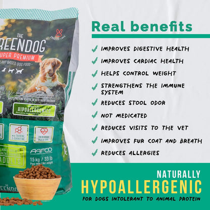 The Green Dog: Super Premium - Adult Regular Bite - 6.6 Lb Bag Dog Food - Plant Based Protein, Vegan Dry Pet Kibble, Gluten Free, Complete Nutrition