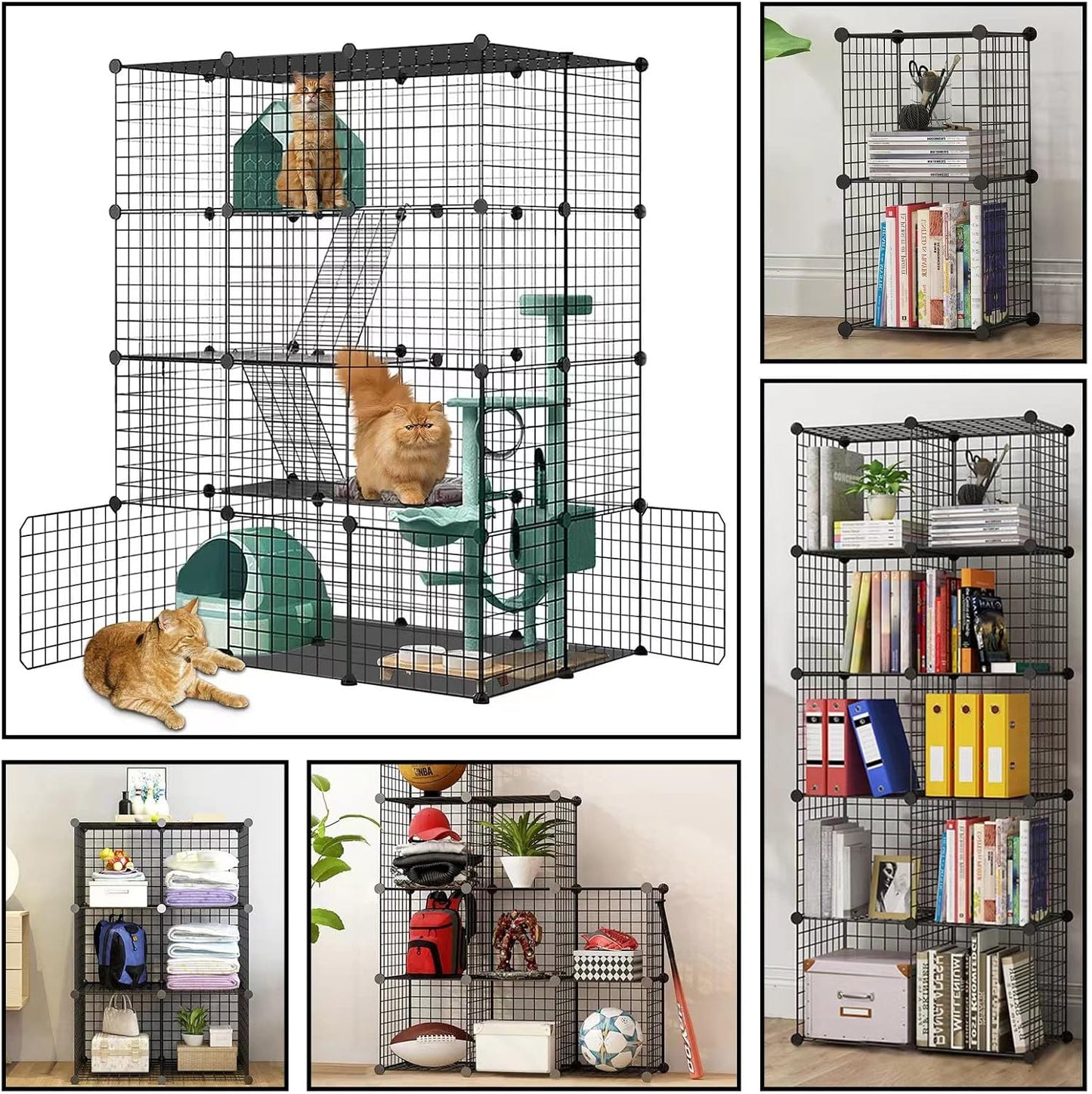 Large Cat Cage,DIY Cat Cage Enclosures Indoor Pet Home Small Animal House Detachable Playpen Metal Wire Kennels for 1-3 Cat