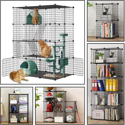 Large Cat Cage,DIY Cat Cage Enclosures Indoor Pet Home Small Animal House Detachable Playpen Metal Wire Kennels for 1-3 Cat