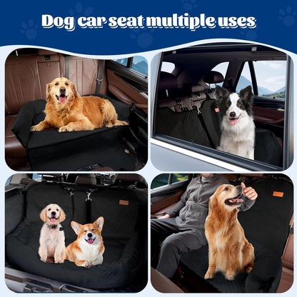 Dog Car Seat for Large/Medium Dog Pet Under 55 lbs or 2 Small Dogs Detachable Washable Travel Bed Fits Cars Trucks SUV
