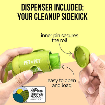 Pet N Pet 720 Counts, Unscented Dog Poop Bags Rolls, 38% Plant Based & 62% PE + 100% Plant Based Dog Wipes for Paws and Butt, 100 Counts Dog Pet Wipes, 8" x 8" Hypoallergenic Unscented Wipes