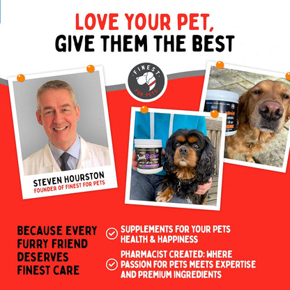 Finest For Pets Wild Alaskan Salmon Oil for Dogs & Cats - Omega 3 Fish Oil with Pollock & Salmon for Sensitive Skin & Coat Health. EPA & DHA Ease Itching, Supports Joint, Immune & Heart Health (16oz)