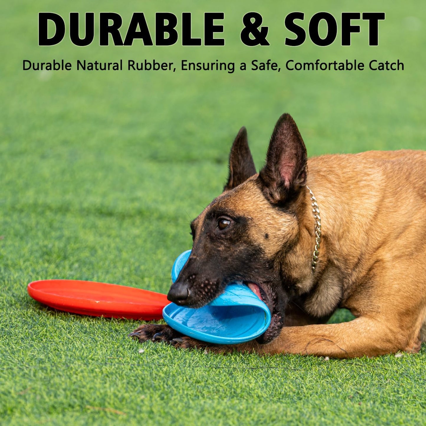 Dog Flying Disc - Durable Rubber Dog Toy for Fetch - Interactive Lightweight Flyer Dog Toys for Outdoor Playtime - Safer Disc for Healthy Activity - for Medium/Large Dogs