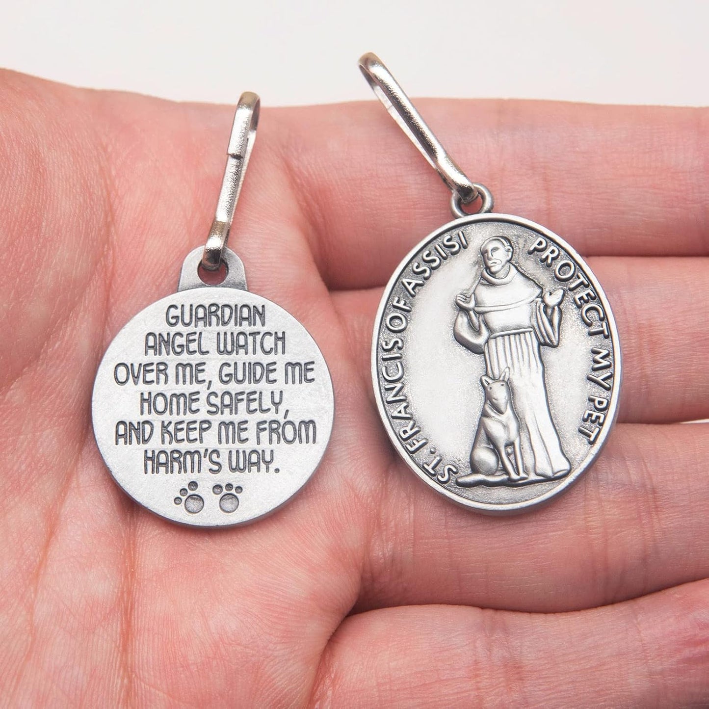 Pet Tags Engraved 2 Packs St Francis of Assisi Cats dogs Medal Pendant Collar Charm Protect My Pet