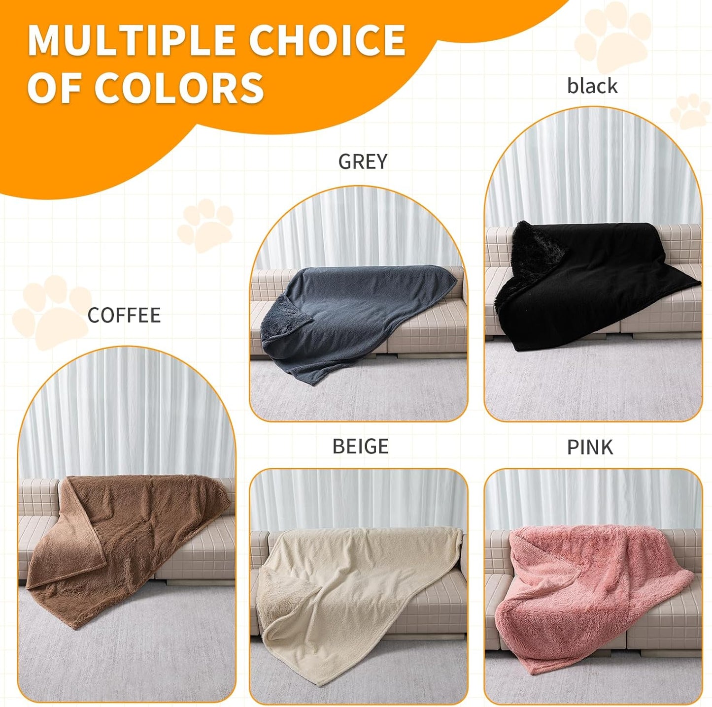 Black Fluffy Waterproof Caling Blanket for Big Dogs Fuzzy Long Faux Fur Pet Blankets for King Size Bed Covers (Black,XL-85x57in)