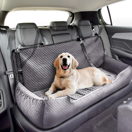 Suzile Dog Car Seat Bed for Large Under 100lbs or 3 Small Dogs Fully Detachable Washable Dog Car Bed with Safety Tethers Comfortable Protector for Home Travel Camping, 49'' x 22"(Gray for Large Dogs)