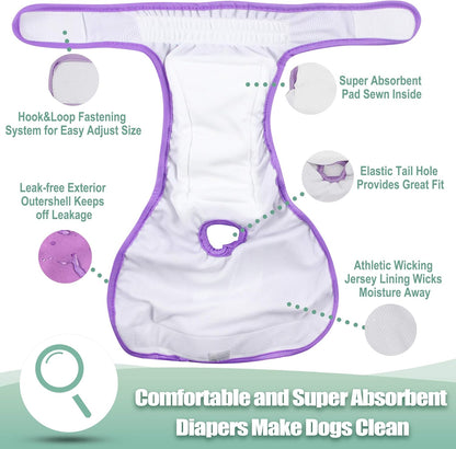 wegreeco Washable Reusable Premium Female Dog Diapers, Medium Large Small Dog Doggie Puppy & Doggy Diapers Female,Period Panties in Heat (Pack of 3, Medium)