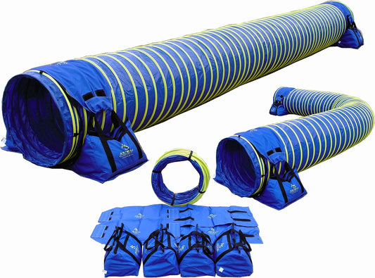 20' Heavy Duty Dog Agility Tunnel with 2 Sets of Tiedown System, Competition & Training, Multiple Colors, 2 Lengths (Blue)