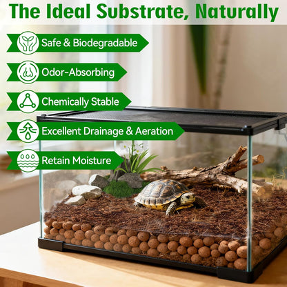 Halatool Reptile Substrate 2QT Clay Pebbles Terrarium Bedding for Reptiles Organic Clay Balls Bioactive Drainage Layer for Terrariums & Vivariums Leopard Gecko Tortoise Frog Lizard Ball Python